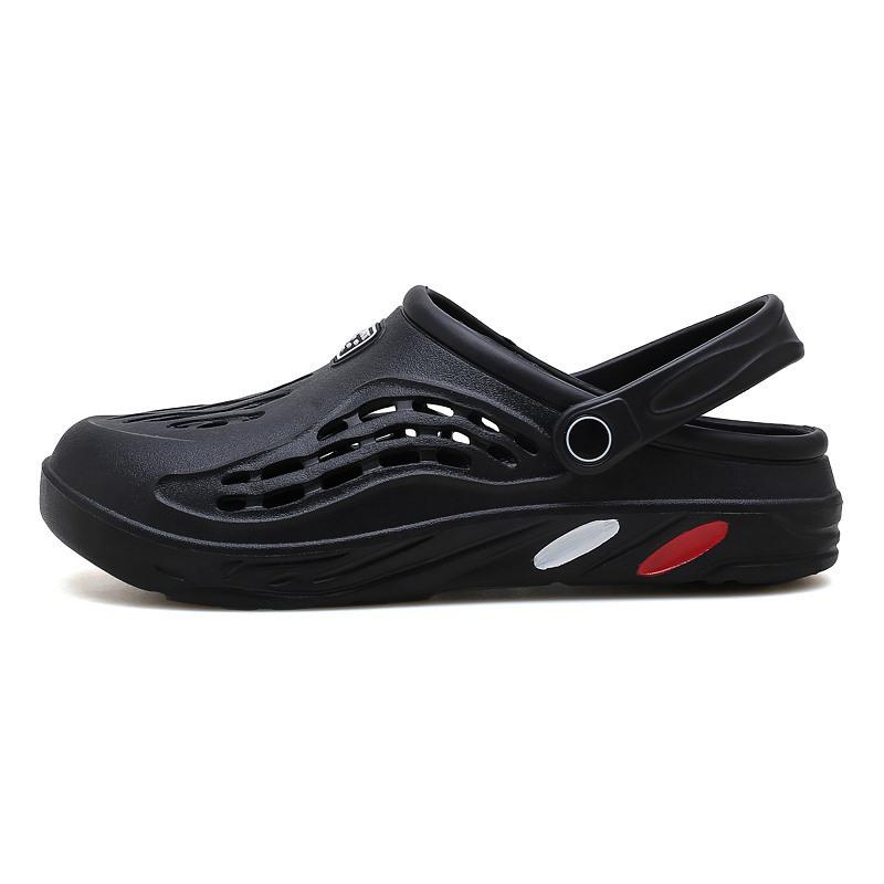 Couple beach shoes men's hole shoes one word sandals light soft foreign trade extra large size 47-48-49 sandals