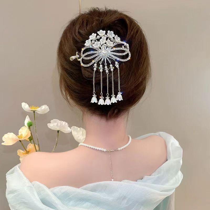 Top Selling Women Flower Tassel Twisted Hair Clip Back of The Head Barrettes Female Sweet Hairpins New Headwear Accessories