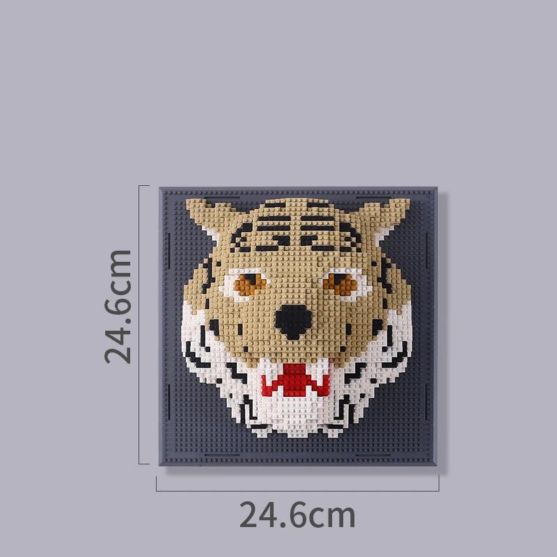Elephant 3D Diy Building Blocks Loog Dragon Tiger Deer Elk Animal Head Wall Painting Home Mini Diamond Bricks Kids Toy Boys Gift