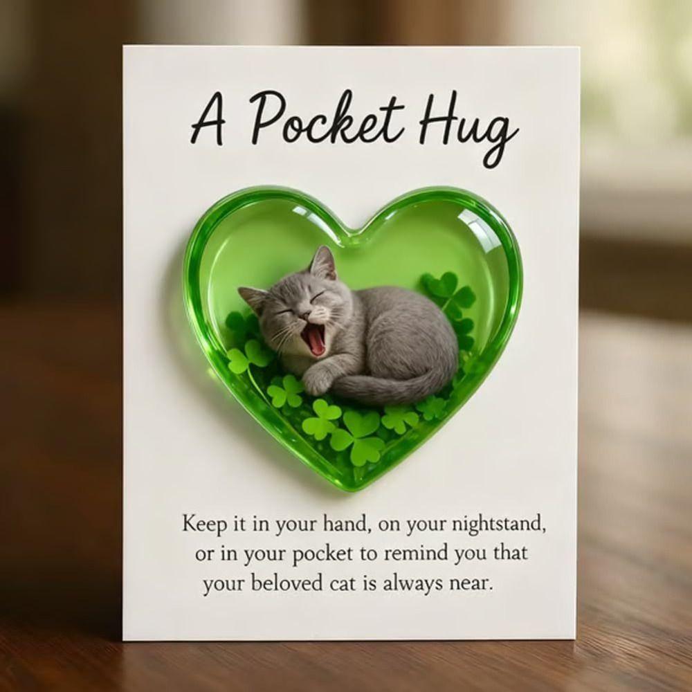 Encouragement Greeting Cat Memorial Pocket Hug Pendent Portable Small Cat Ornaments Cat Lover