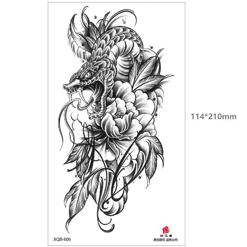 Dragon Wolf Tiger Black Water Transfer Simulation Disposable Temporary Half-Arm Animal Set Tattoo Sticker