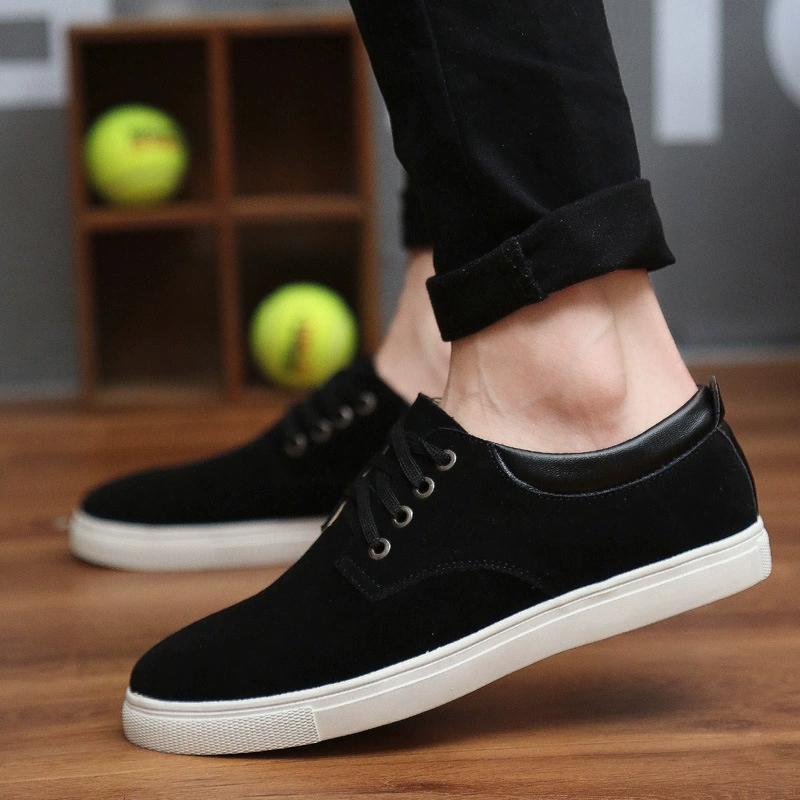 Fashion Hot Sale Men's Vintage Cow Suede Casual Sneakers Solid Color Comfortable Lace-Up Men Autumn Board Leather Shoes