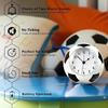 1pc Soccer-Themed Alarm Clock with Vibrant Soccer Ball Design - Sporty White ABS Plastic, Battery-Powered, Alarm & Music Ringtones
