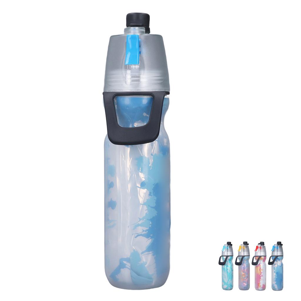 PE Misting Water Bottle Spray Mist Sports Water Bottle Reusable Cooling Drinking Bottle with Double