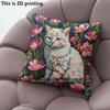 Floral Cat Print Decorative Throw Pillow Covers Pattern Cushion Cover Suitable For Sofa Bedroom Car Pillow Cover