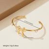 Gold Bow Pearl Open Cuff Bangle Bracelet for Women