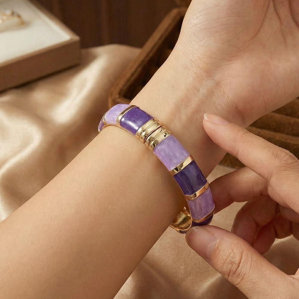 Vintage Enamel Cuff Bangles Wide Geometric Bracelet Trendy Bohemian Drip Oil Bracelet Women