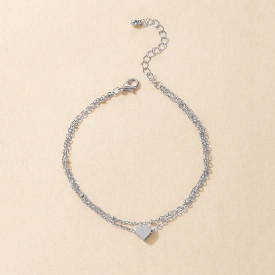 Double Layered Women Anklet Heart Pendant Adjustable Elegant Chain Anklet Foot Jewelry