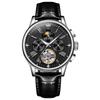 OLEVS Luxury Automatic Mechanical Watches for Men Leather Strap Calendar Week Tourbillon Man Watch Hollowed Men's Watches