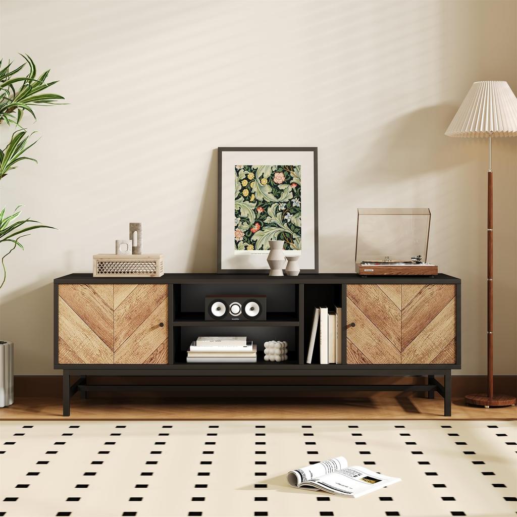 TV Cabinet, TV Table with Versatile Storage Space, TV Cabinet with Stable Metal Legs