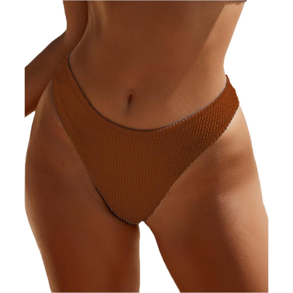 Women's Ribbed  Sexy High-Waisted Bikini Bottoms