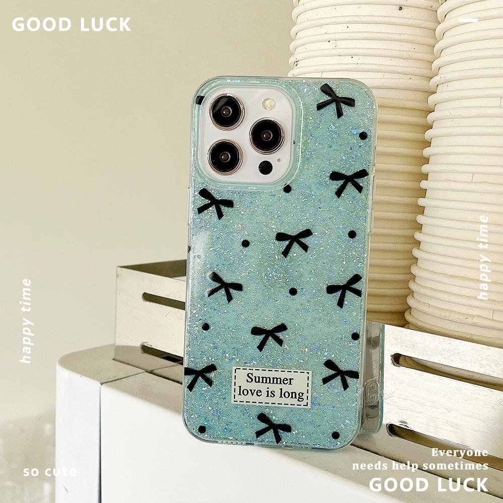 

Клей Блеск Бант Подходит для Чехла для мобильного телефона IPhone16 Защитный чехол для Apple 15 14pro Мягкий край 13pro Apple 13