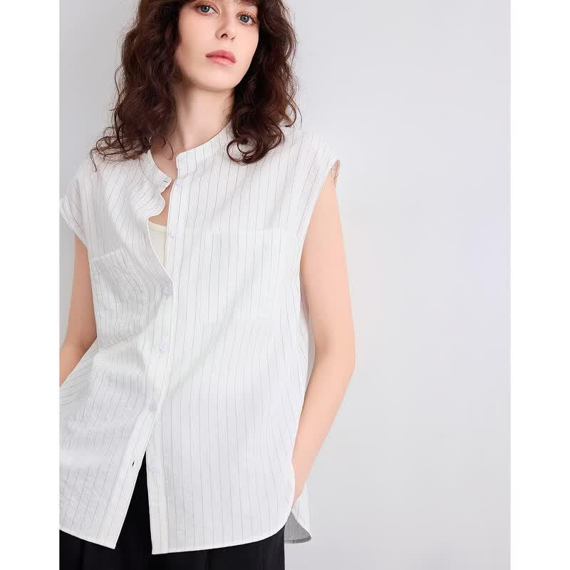 Demana Striped Cap Sleeve Cloud-Feel Blouse M