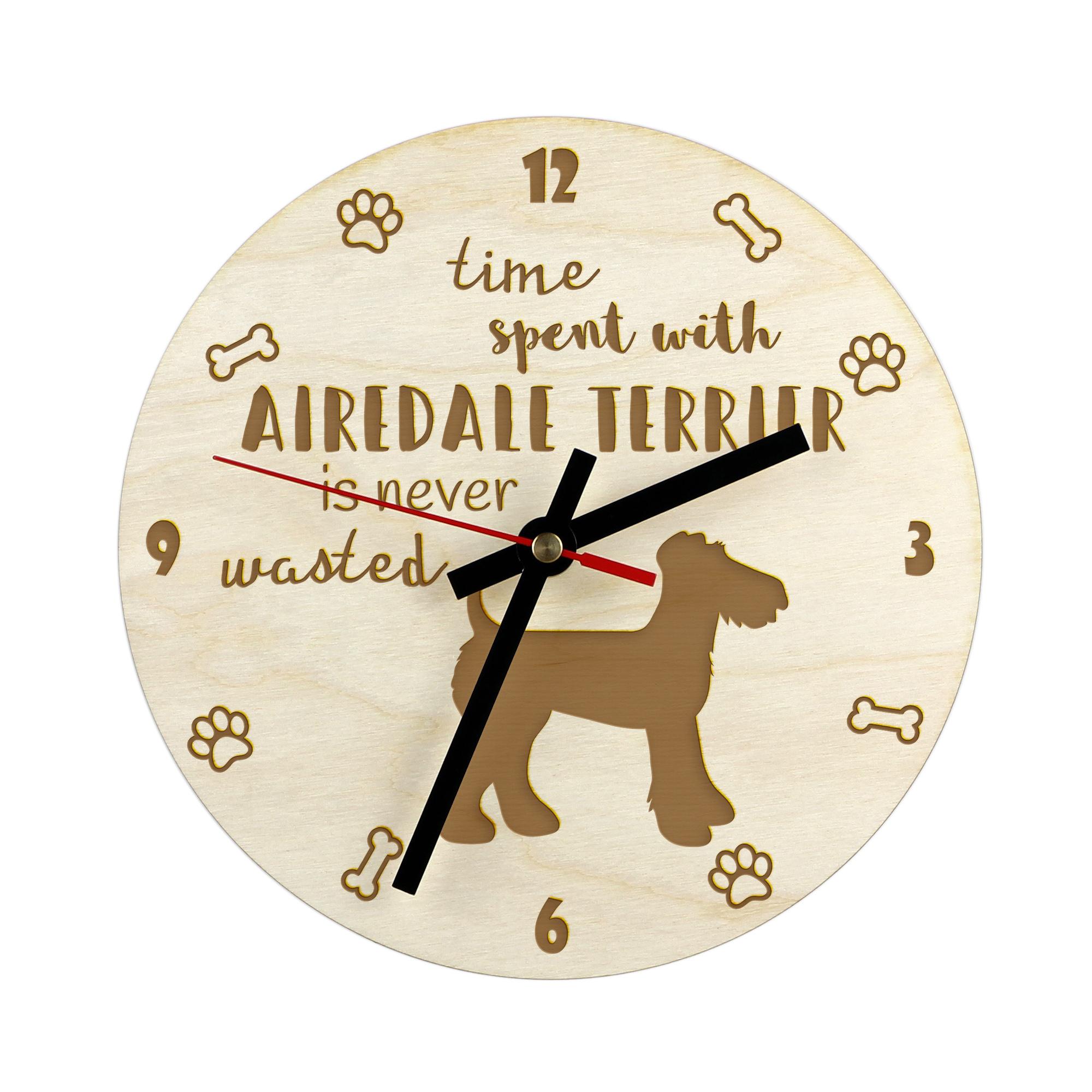 

Airedale Terrier, Bingley Terrier - clock with dog, wooden clock with engraving, personalised clock by Art-Dog