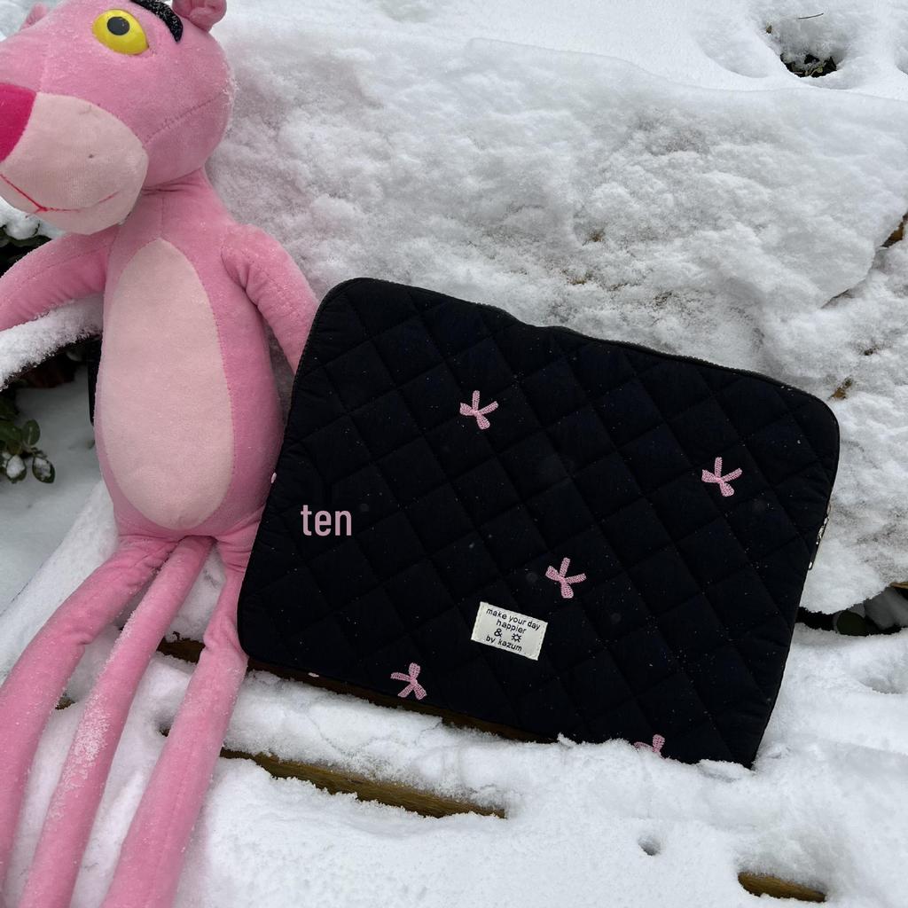 Korean Ins Style Cute Diamond Embroidery Bow Notebook Storage Bag (11/13/15 Inch)