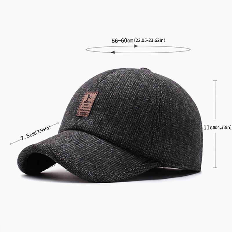 Baseball Cap with Ear Flaps Full Cap Men's Outdoor Hiking Sport Cap Old School Style Dad Hat Woolen Cap Winter/Autumn/Spring