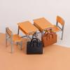 1 Set Schoolbags Miniature Desks Chairs Classroom Model Furniture Mini School Playset Plastic DIY Dollhouse Accessories