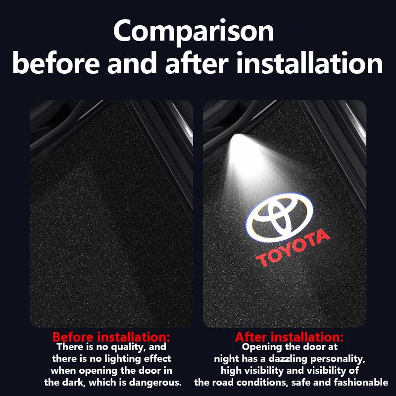 Car LED Door Warning Light Laser Projector Ghost Shadow Light Welcome Logo Lamp For Toyota Corolla RAV4 Camry Yaris C-HR Prius