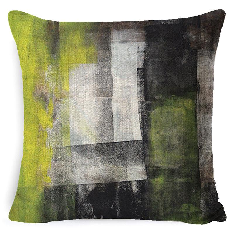 Heimdeko Kissen Kissenbezug Neu Türkis und Orange Abstrakte Kunst Malerei Wurfkissenbezug