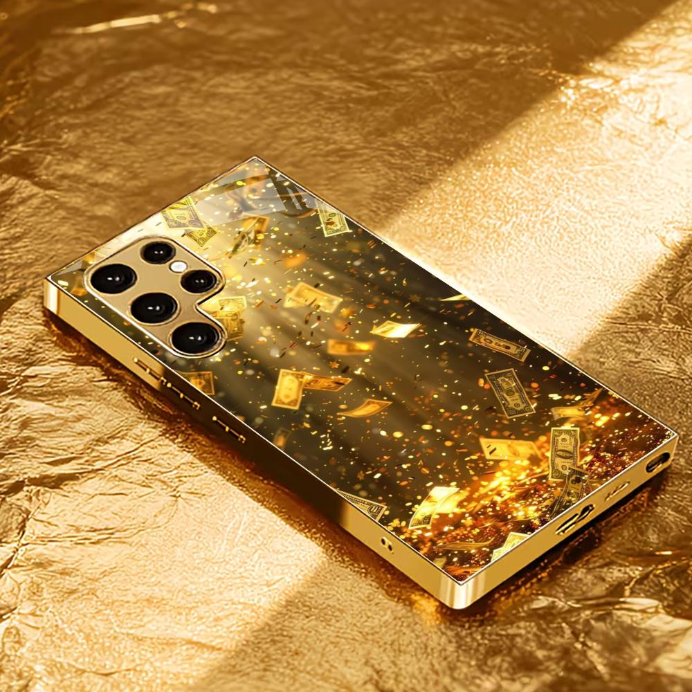 Reichhaltige Atmosphäre Einfachheit Hochwertige Galvanik Glas Handyhülle für Samsung Galaxy S26 S25 S24 S23 S22 S21 FE, Ultra, Plus