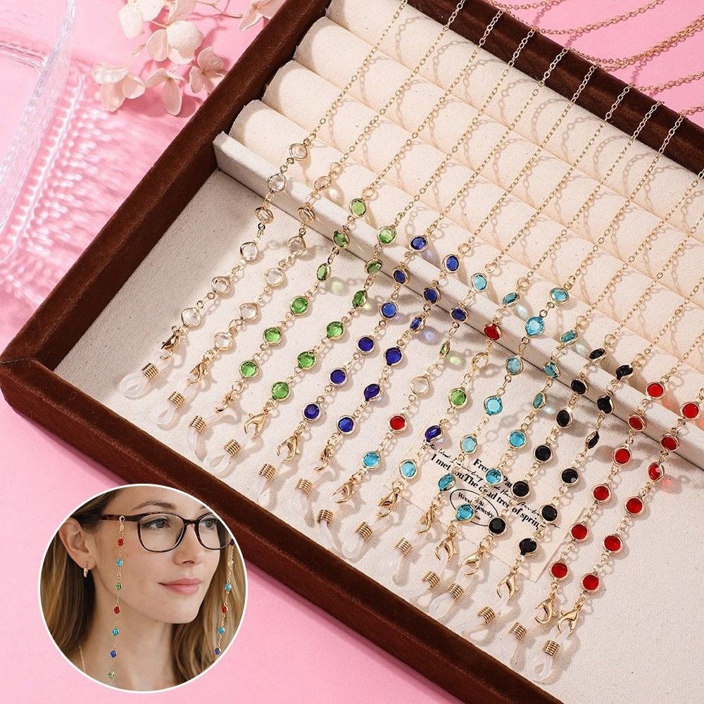 Style Colorful Crystal Beads Eyeglass Holder Anti Drop Multicolor Sunglass Lanyard Straps Nonslip Mask Strap Eye Accessories