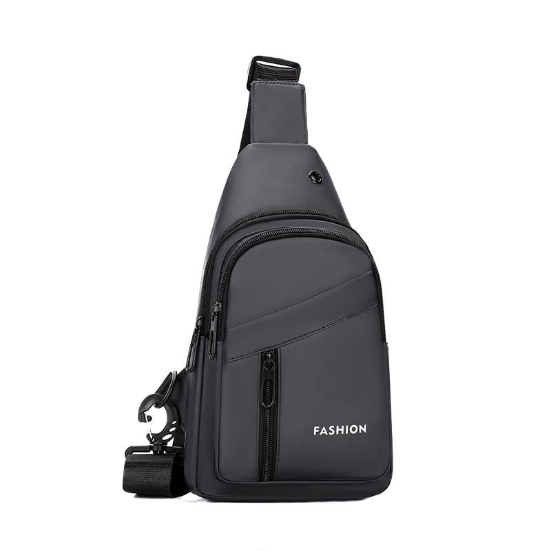 Minimalist Nylon Sling Bag with Multiple Zipper Pockets Casual Crossbody Chest Pack for Daily Travel