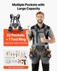 Tool Belt, 22 Pockets Tool Pouch with Suspenders for Men, Heavy Duty Adjustable Utility Belt Bag Suspenders for Electrician, Carpenter, Construction,