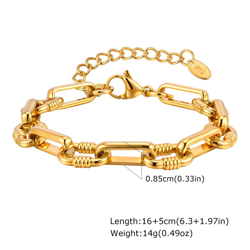 Chunky Bold Toggle Bracelets for Women, Stainless Steel OT Buckle Link Chain Bracelet Gold Plated Tarnish Free