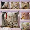 Ningguang Genshin Impact Cushion Cover Natural Linen Organic Fabric Double-Sided Printing Sofa Home Decor Gift Pillow Case