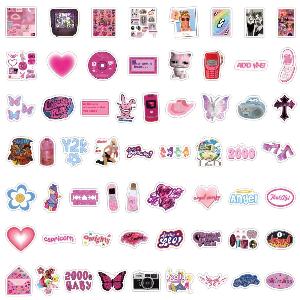10 30 60120Pcs Retro Pink Y2K Stickers For Suitcase Skateboard Laptop Luggage Phone Car Styling Diy Decal Pegatinas