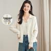 Women's Thick 100% Lambswool Stand-Up Collar Cardigan