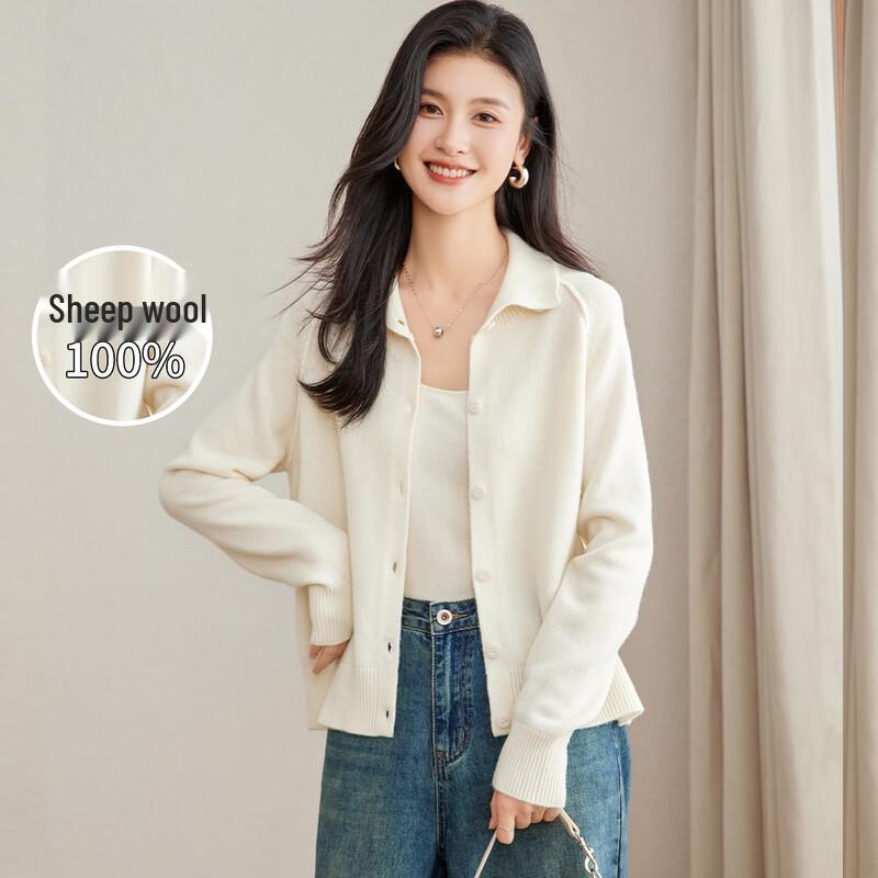 Women's Thick 100% Lambswool Stand-Up Collar Cardigan
