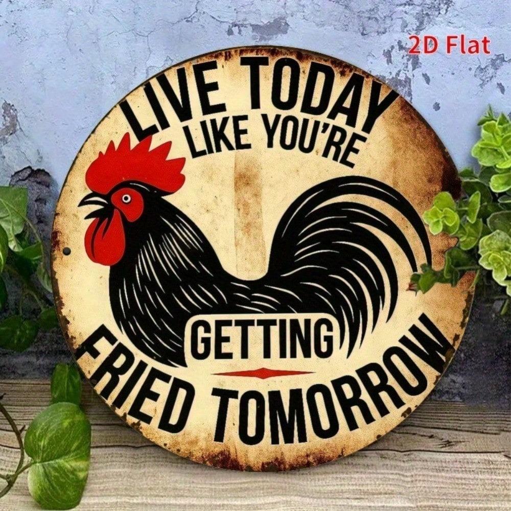 Vintage Rooster Metal Wall Decor Farmhouse Kitchen Tin Sign Funny Gift For Home