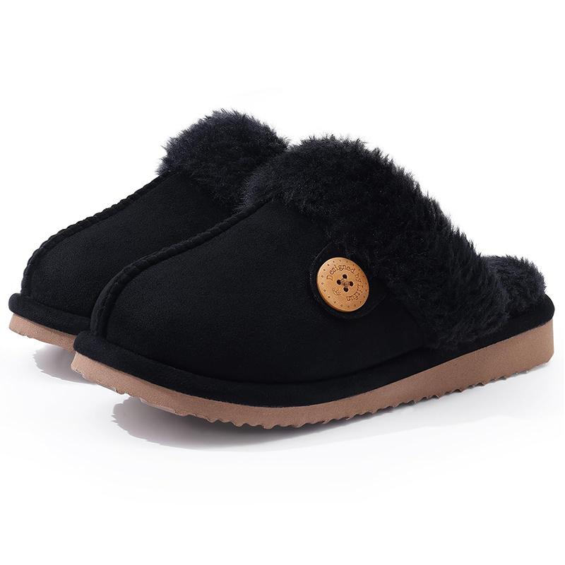 Fashion Kidmi Women's Fuzzy Slippers New Button Style Winter Fluffy Memory Foam Home Shoes Indoor And Outdoor Shoes For Woman Warm Shoes
