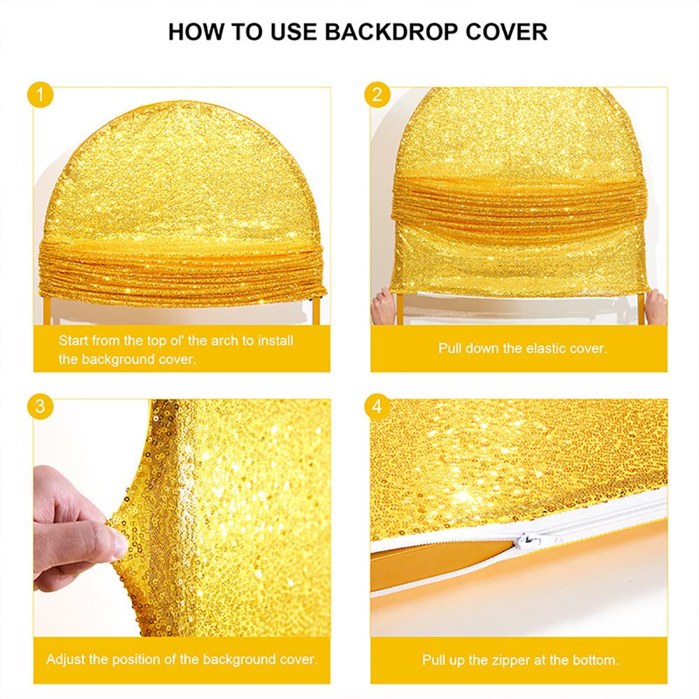 Runtowo 1pc Gold Sequin Arch Cover, Wedding Scene Props,Birthday Party Photography Background Cloth ,Wedding Arch Backdrop Cover