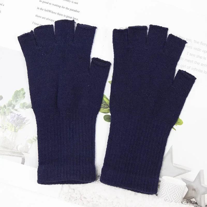 Unisex Knitted Half Finger Gloves Long Wrist Fingerless Gloves for Women Men Winter Black Warm  Workout Cycling Gloves