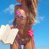 2023 European & American Print Halter Bikini: Sexy Tie-up Split Swimsuit