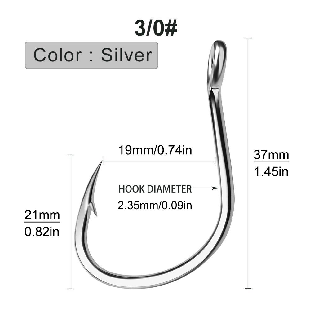 10pcs High Carbon Steel 1/0 2/0 3/0 4/0 5/0 Barbed Slow Jigging Hooks Saltwater Fishing Single Hook