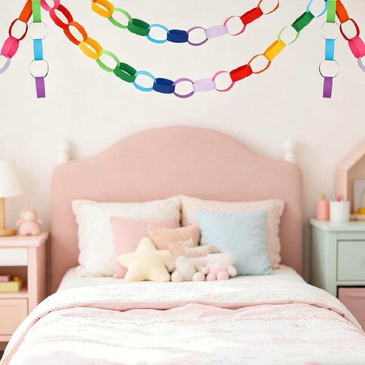 100Pcs Cheerful Rainbow Paper Chains Safe And User Friendly For Children Birthday Parties And Classroom Decors
