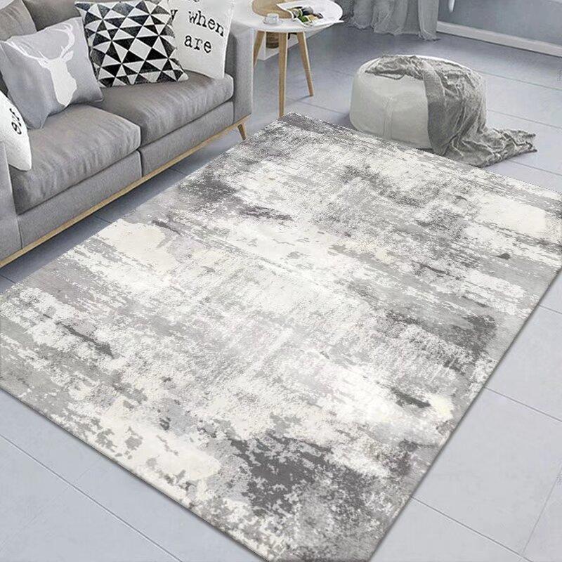 Simple Abstract Carpet, Living Room Sand Room Bedroom Dirt-Resistant Carpet, Large Area Crystal Velvet Floor Mat
