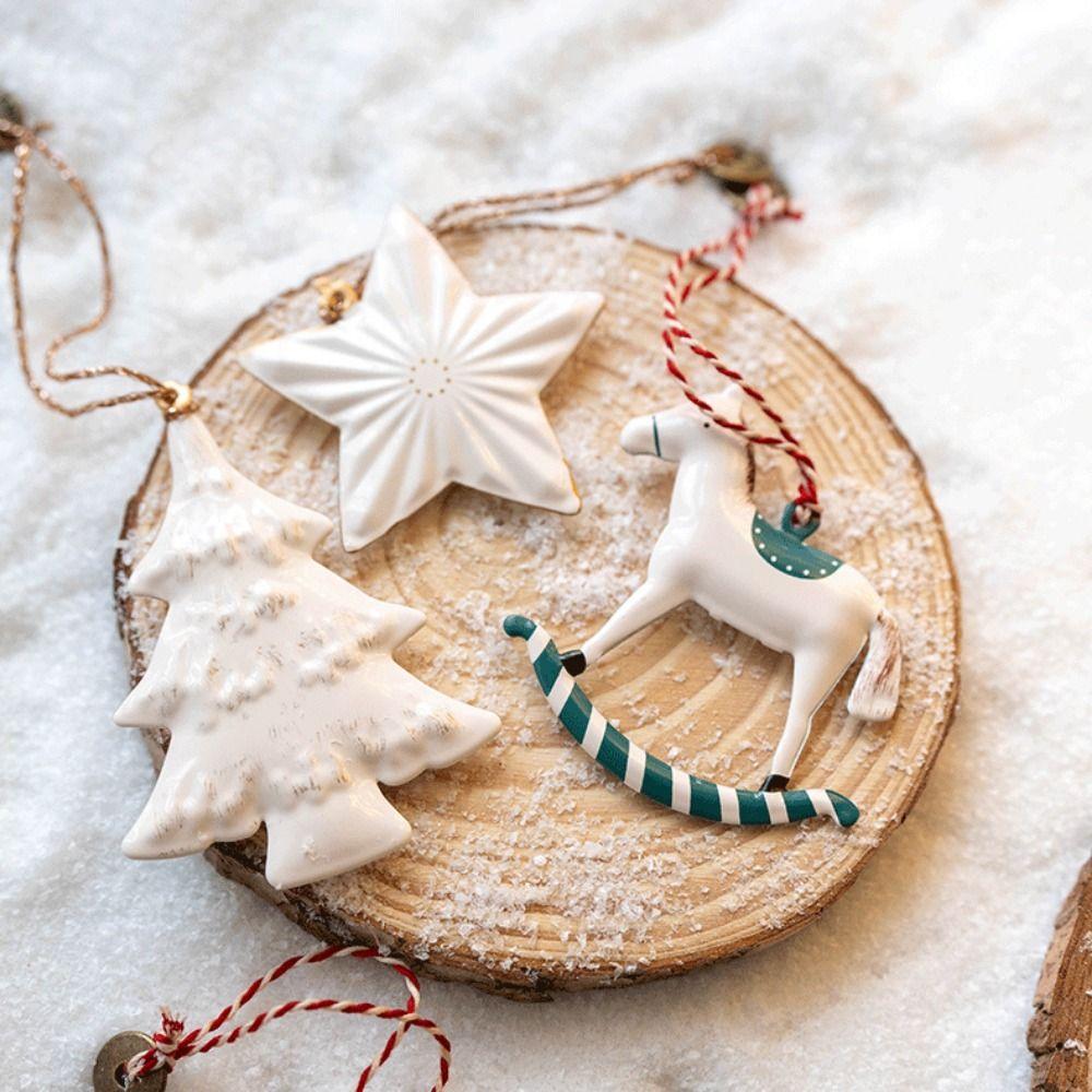 Nordic Christmas Hanging Decoration Iron Art Cartoon Soldiers Angel Drop Ornaments Double-sides Accessories Embellishment