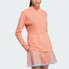 adidas Two-In-One Polo Shirt And Vest Color Block Logo Long Sleeve Knit Top Women Tops Pink Brown HZ6117
