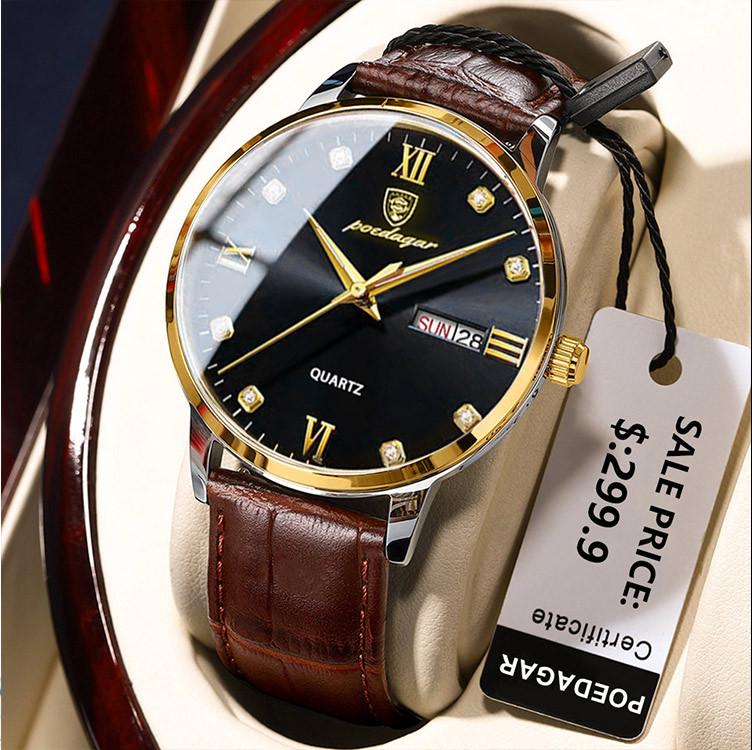 Schweizer Wasserdichte Leuchtende Herren Ultraflache Quarz Armbanduhr - TikToks Top-Seller