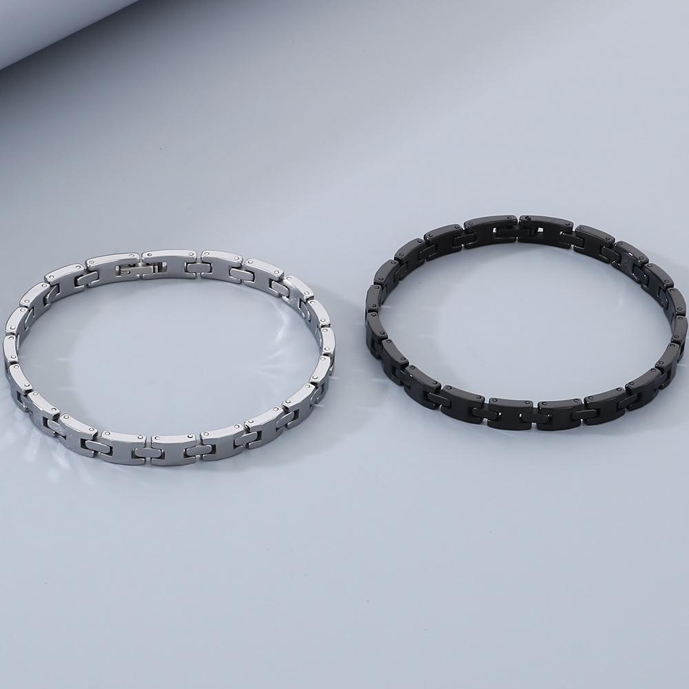 Pánské náramky z wolframové oceli, nikdy nepoškrábané, černo-stříbrné, barva 6 mm, šířka 6 mm, řetízkový náramek ve stylu H pro muže a ženy, velkoobchod