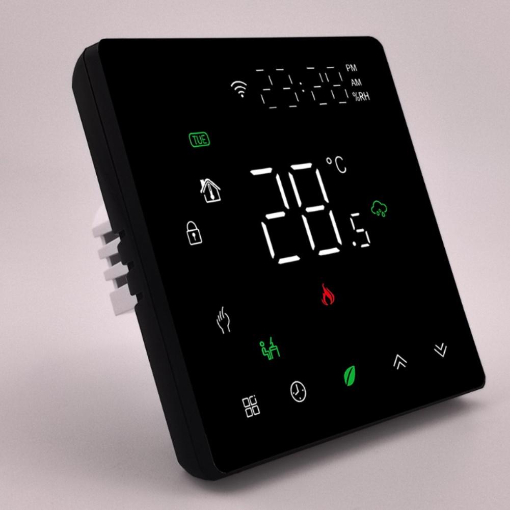For Alexa Programmable Thermostat Voice Control Thermostat Black Programmable Floor Heating Thermostat Multi-room Support