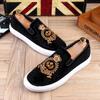 2025 New Men Tide Leather Casual Shoes Fashion Luxury Embroidery Twinkling Rhinestone Flat Shoes Leisure Sneakers Loafers