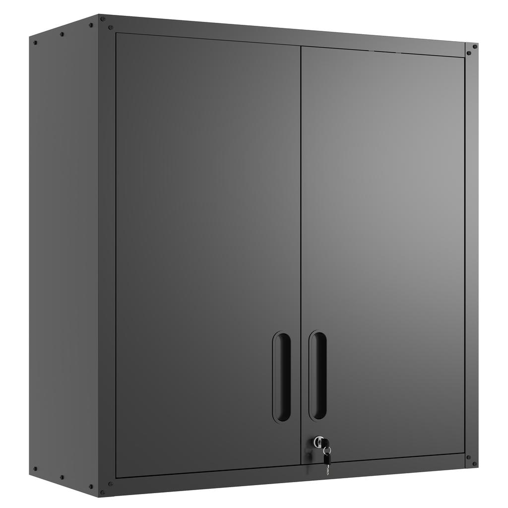 Metal Wall Cabinet with Door Lock & Shelf - Ideal for Garage, Workshop & Office - No Wood, No Formaldehyde, H77 cm × W75 cm × D30 cm