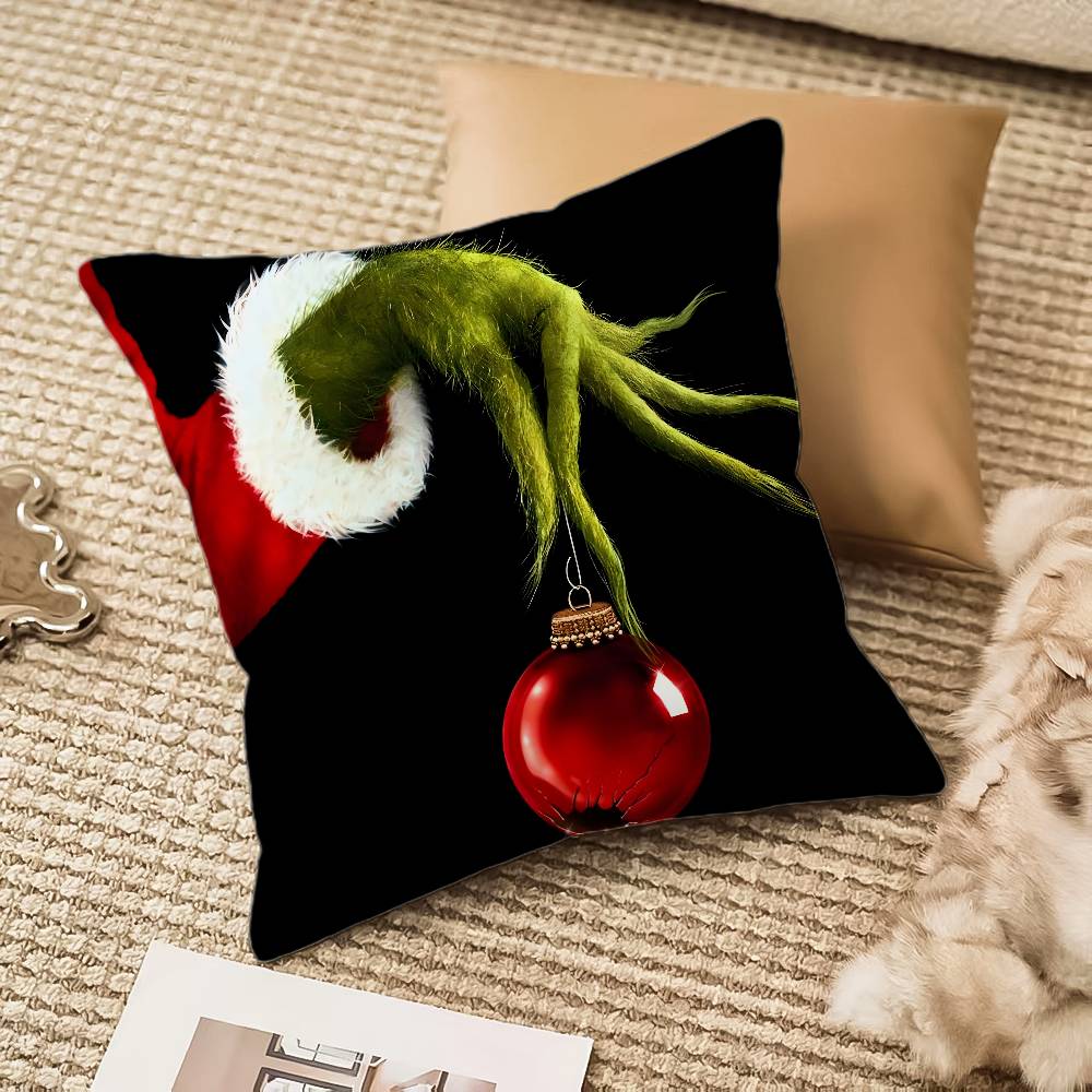 

Christmas Af The G-Grinch-M Pillow Case Silky Short Plush With Invisible Zipper Dustproof Sofa Cushion Cover 12x12Inch