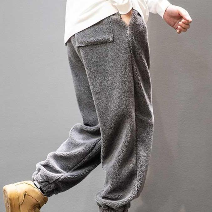 Size Autumn Big Winter Men Lamb Fleece Sweatpants Y2k Vintage Coffee Streetwear Fashion Male Clothes New Casual Warm Trousers