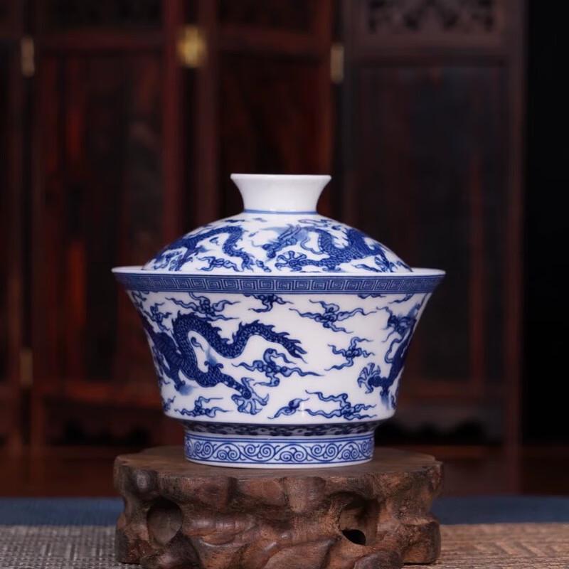 Gong Li Blue & White Nine Dragon Tea Set
